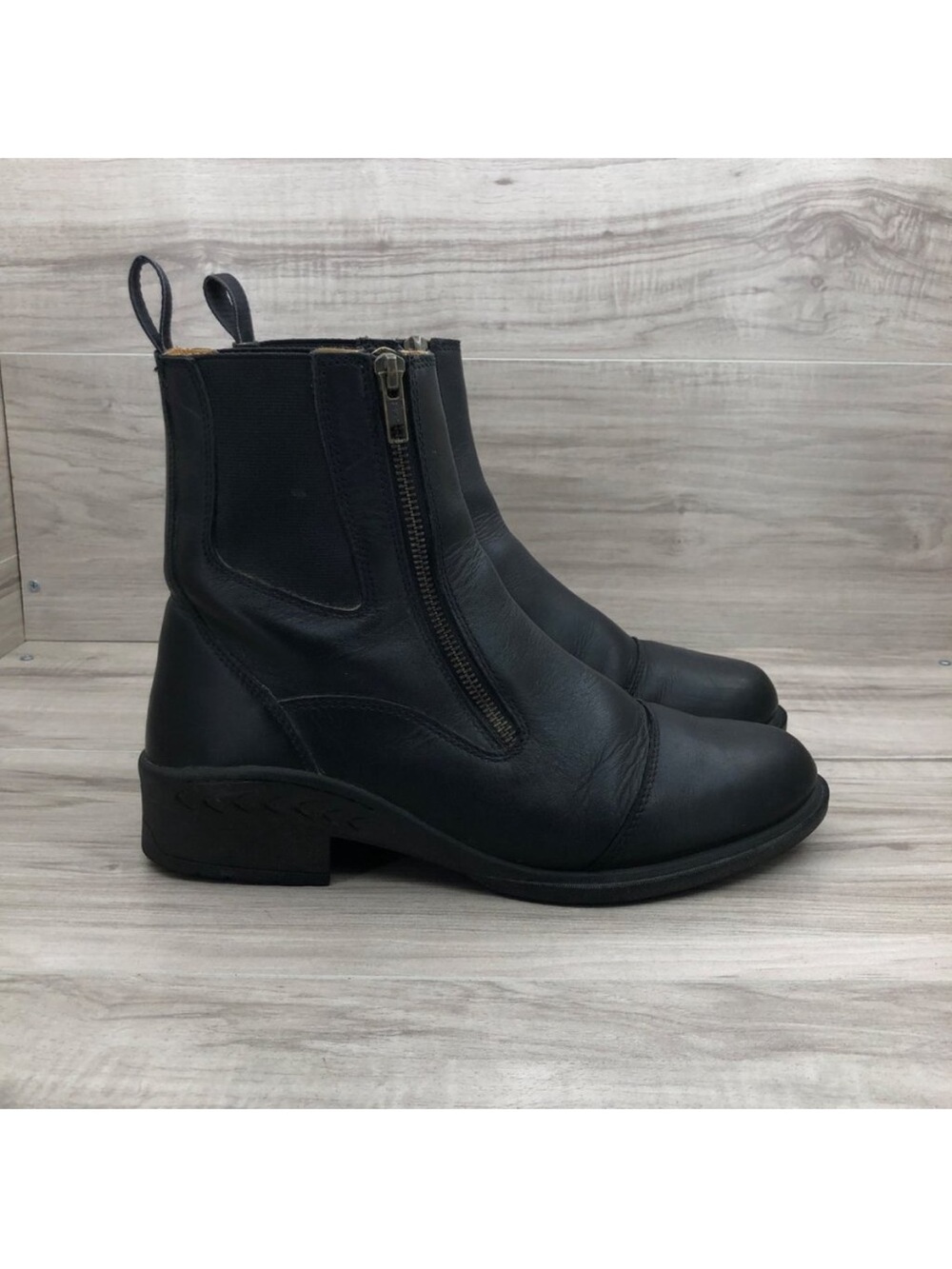 Smartpak Ankle Boots Womens 10 Eliza Black Leather Double Zip Equestrian Boots